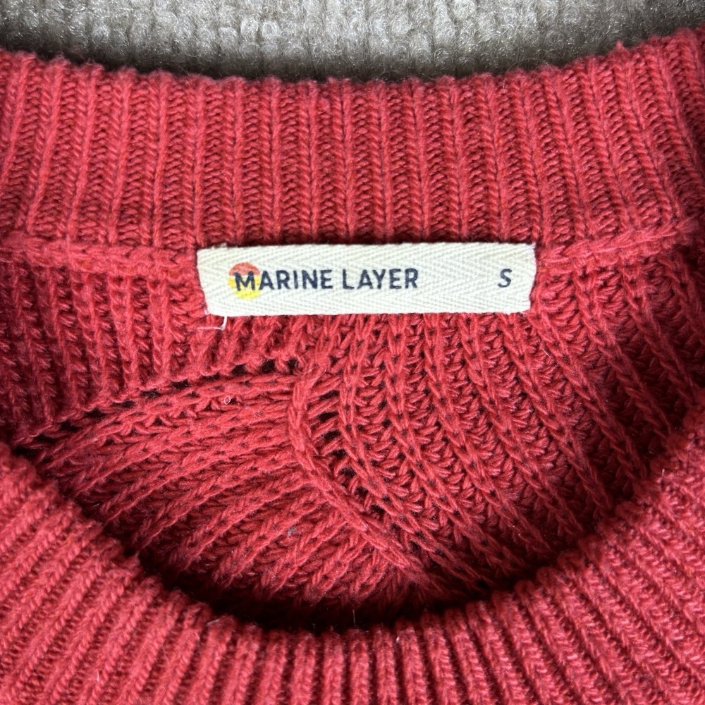 Marine Layer Womens Small Pink/Red Textured Knit Crewneck Sweater Casual - Picture 3 of 8
